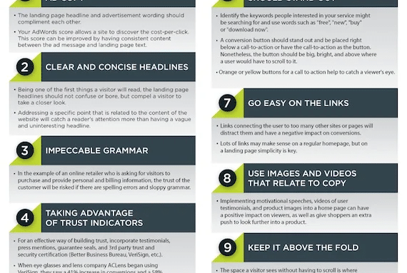 How To Optimize Your Landing Pages To Maximize Conversions 10 landing page design infographic