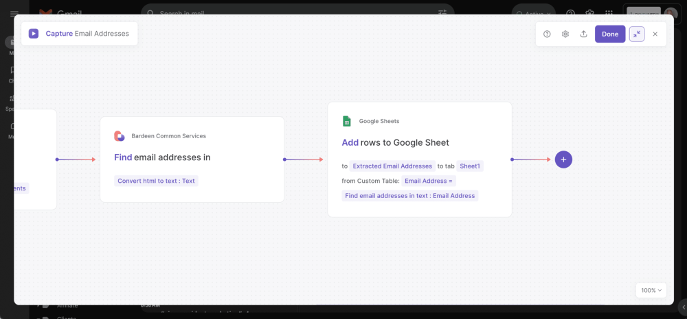 Bardeen AI-Powered Automation to Extract Email Addresses to Google Sheets