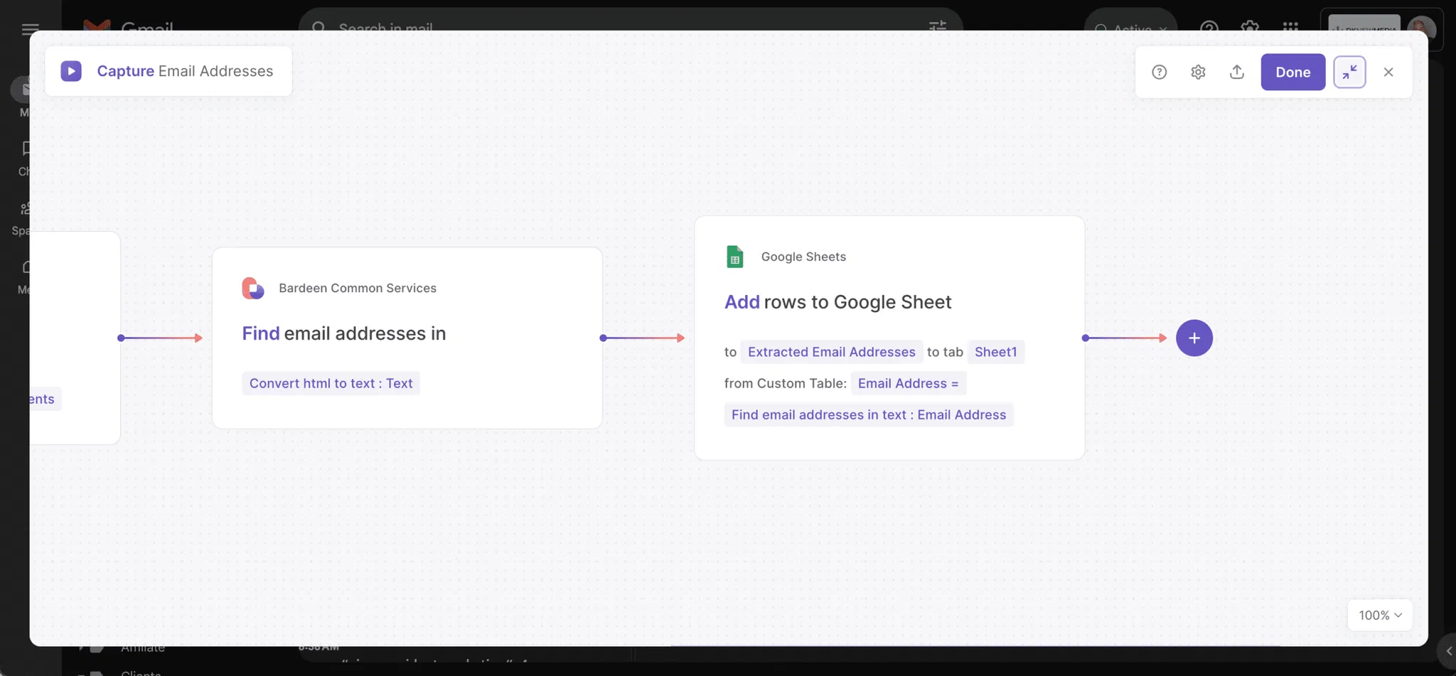 Capture email addresses from Gmail and put in Google Sheet