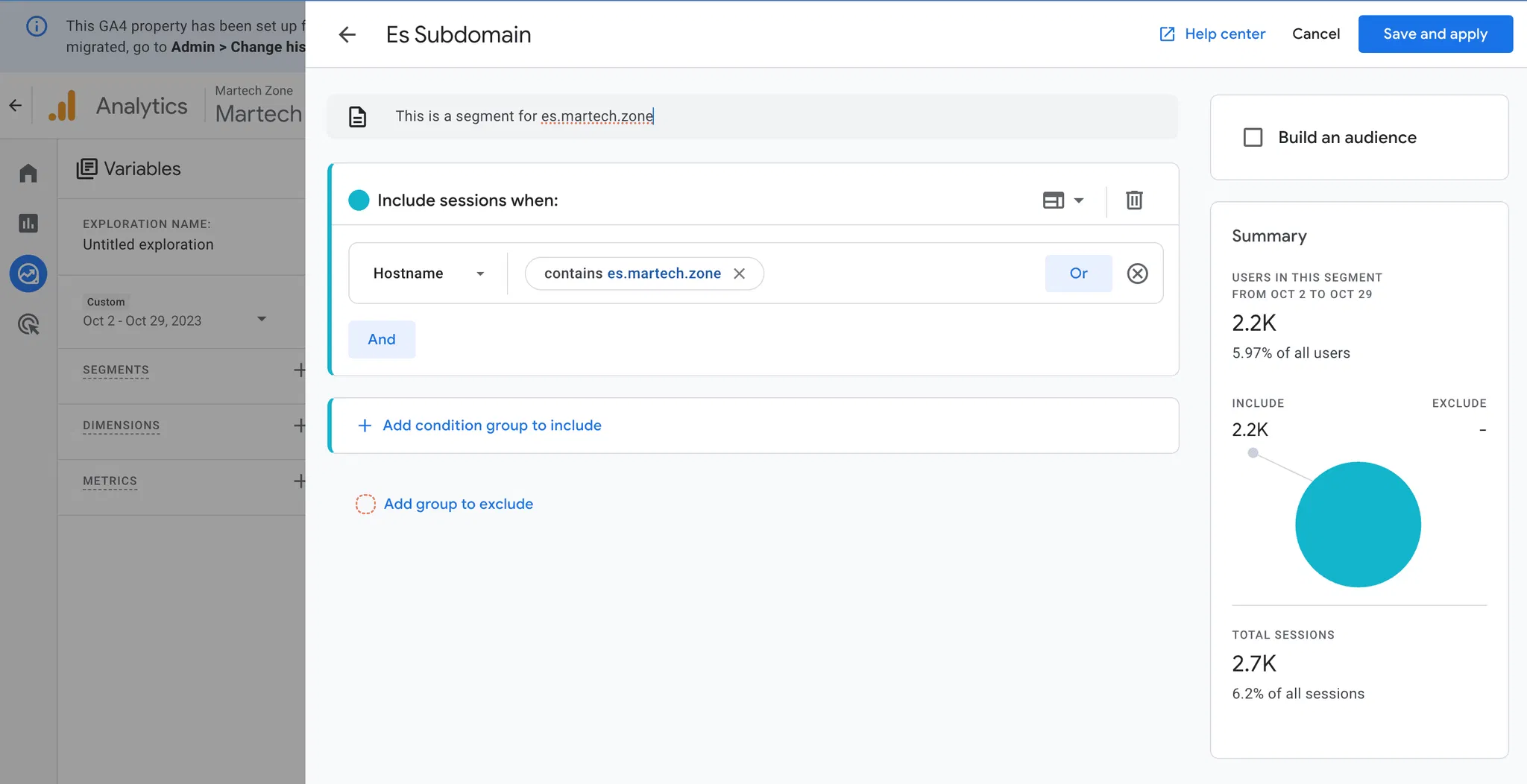 google-analytics-segment-hostname