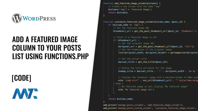 PHP to add a Featured Image to WordPress's Posts List in Admin