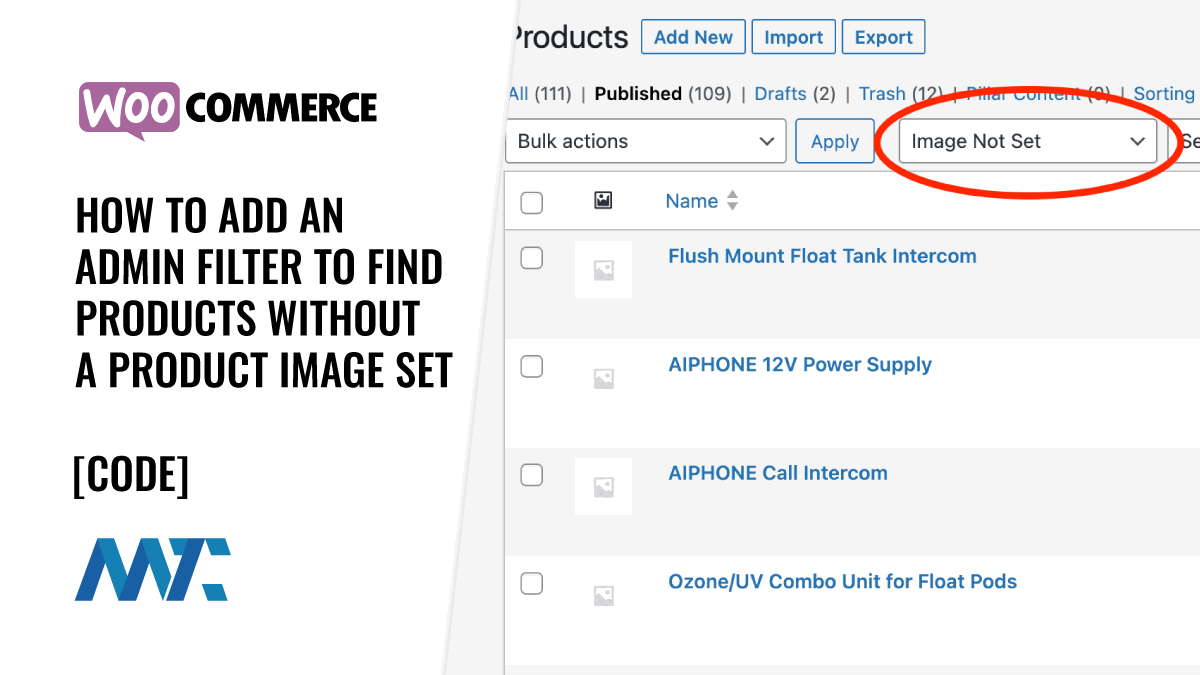 WooCommerce Admin Filter for Product Image Not Set