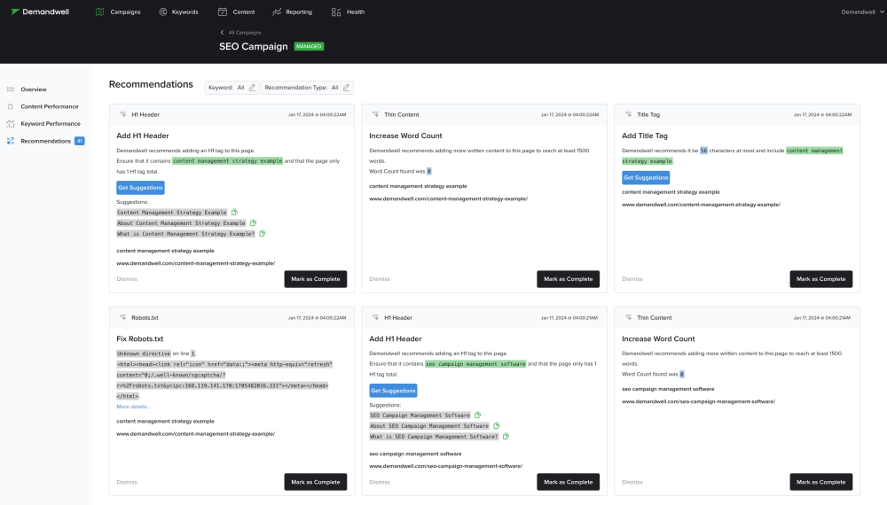 PageAdviser: AI-Driven SEO Recommendations and Suggestions 2 demandwell page advisor