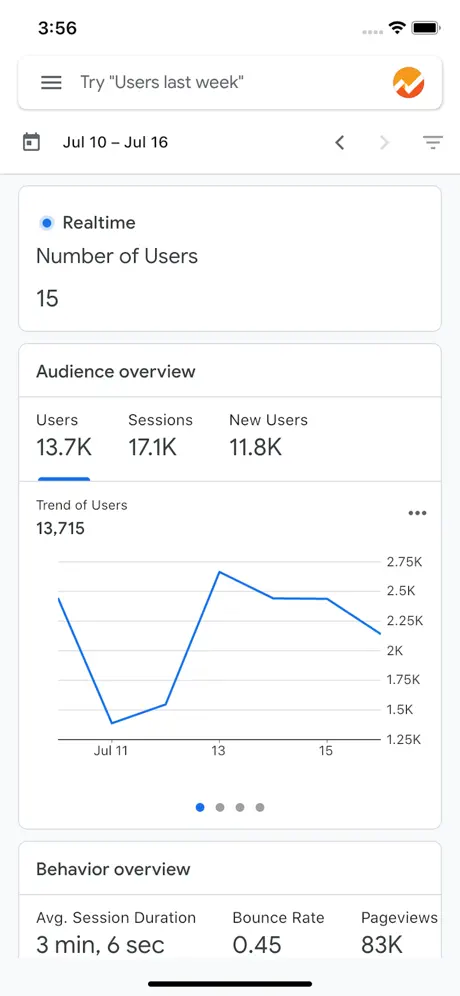 Google Analytics: iOS and Android Mobile App vs. Web Interface 2 Google Analytics Mobile App: Realtime