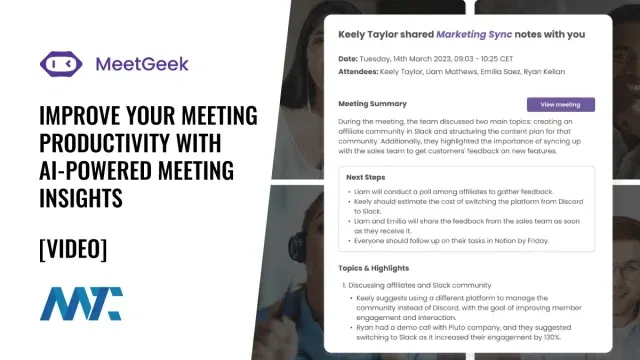 MeetGeek: Improve Meeting Productivity with AI Meeting Insights