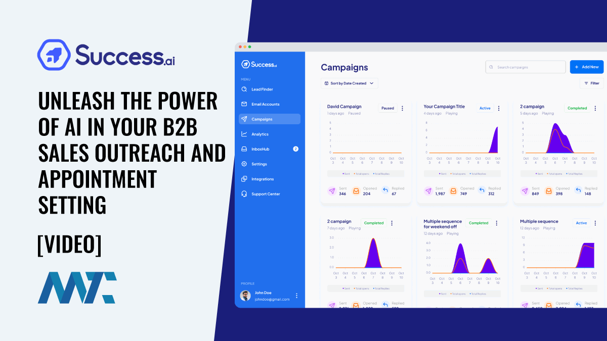 Success.Ai: Unleash the Power of AI in Your B2B Email Sales Outreach and Appointment Setting 1 Success.Ai: AI-powered email sales outreach and appointment scheduling