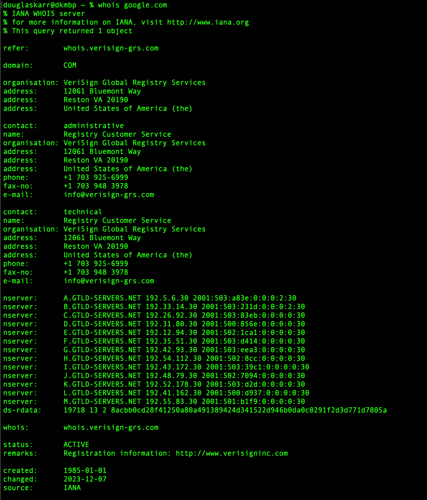whois terminal macOS