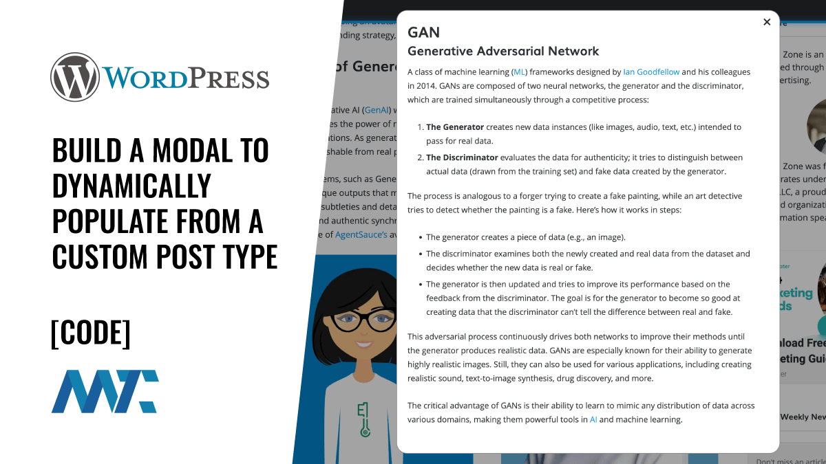 WordPress: Build a Modal To Dynamically Populate From A Custom Post Type Using Ajax 1 WordPress: Dynamic Modal with Ajax and Custom Post Type