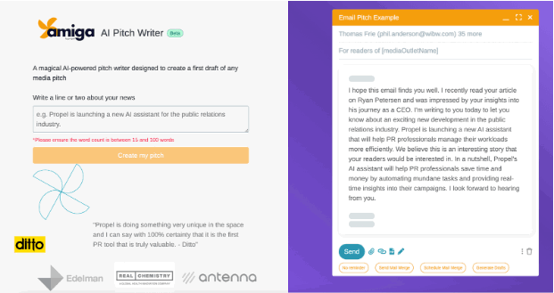 Propel: Bringing Deep Learning AI to Public Relations Management 2 Amiga AMI Pitch Writer