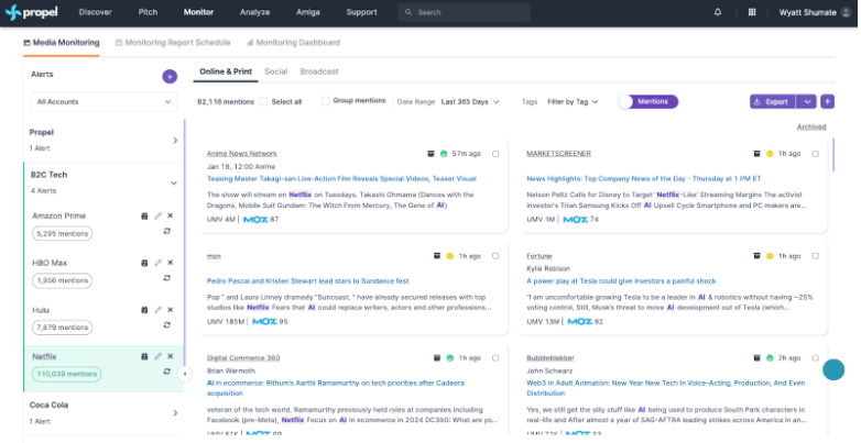 Propel: Bringing Deep Learning AI to Public Relations Management 8 Media Monitoring Sentiment