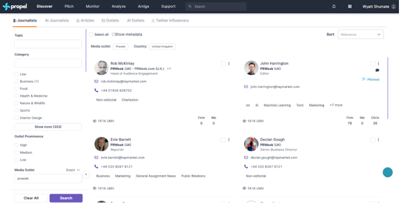 Propel: Bringing Deep Learning AI to Public Relations Management 5 Propel Media Database