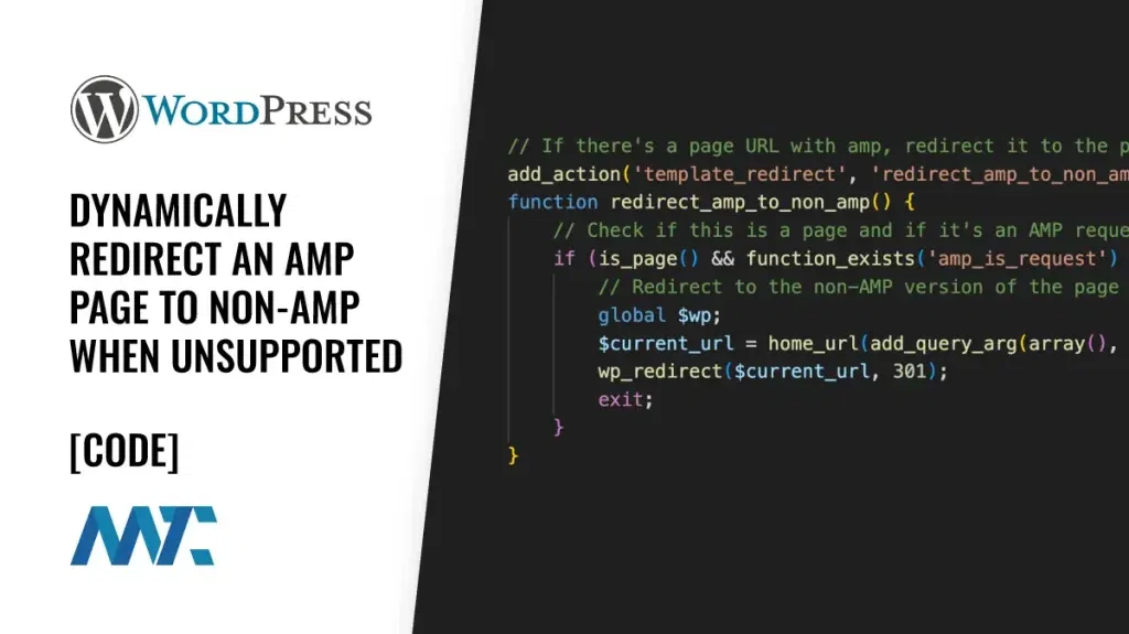 WordPress: Redirect AMP to Non-AMP Page Dynamically