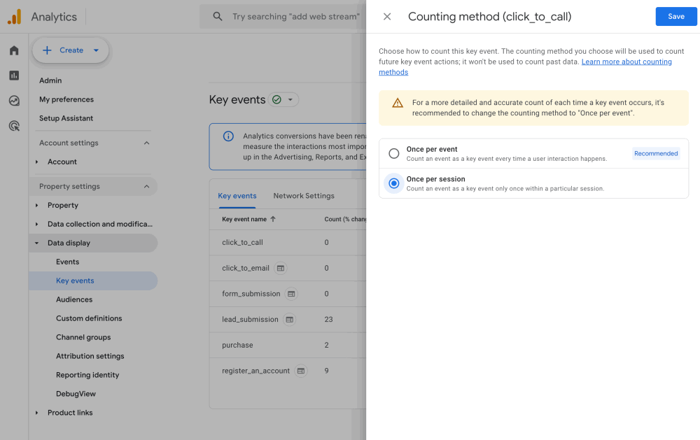 Track Call (Tel) Clicks As Key Events In Google Analytics 4 Events Using Google Tag Manager 6 GA4 Event Key Event for Click to Call