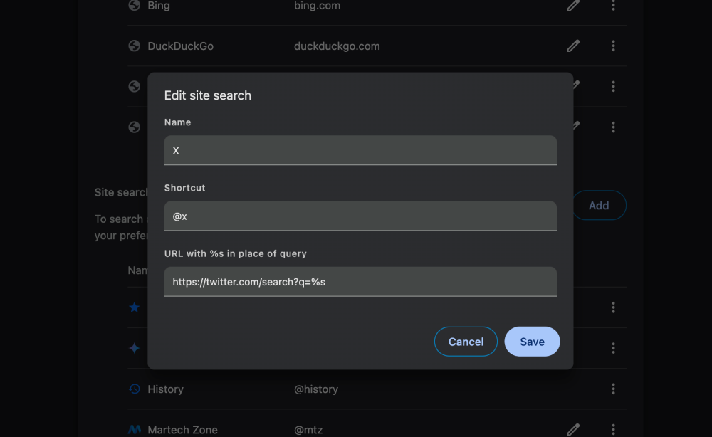 Add Shortcuts To Google Chrome To Use Site Search On Your Favorite Sites 4 Google Chrome Search X (Twitter)