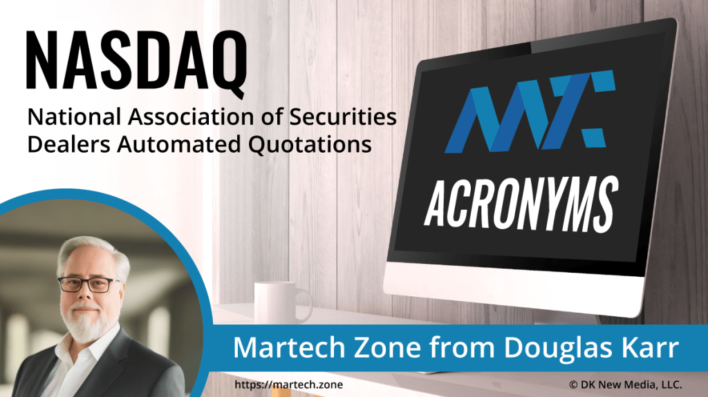 NASDAQ: National Association of Securities Dealers Automated Quotations What is the acronym NASDAQ? National Association of Securities Dealers Automated Quotations