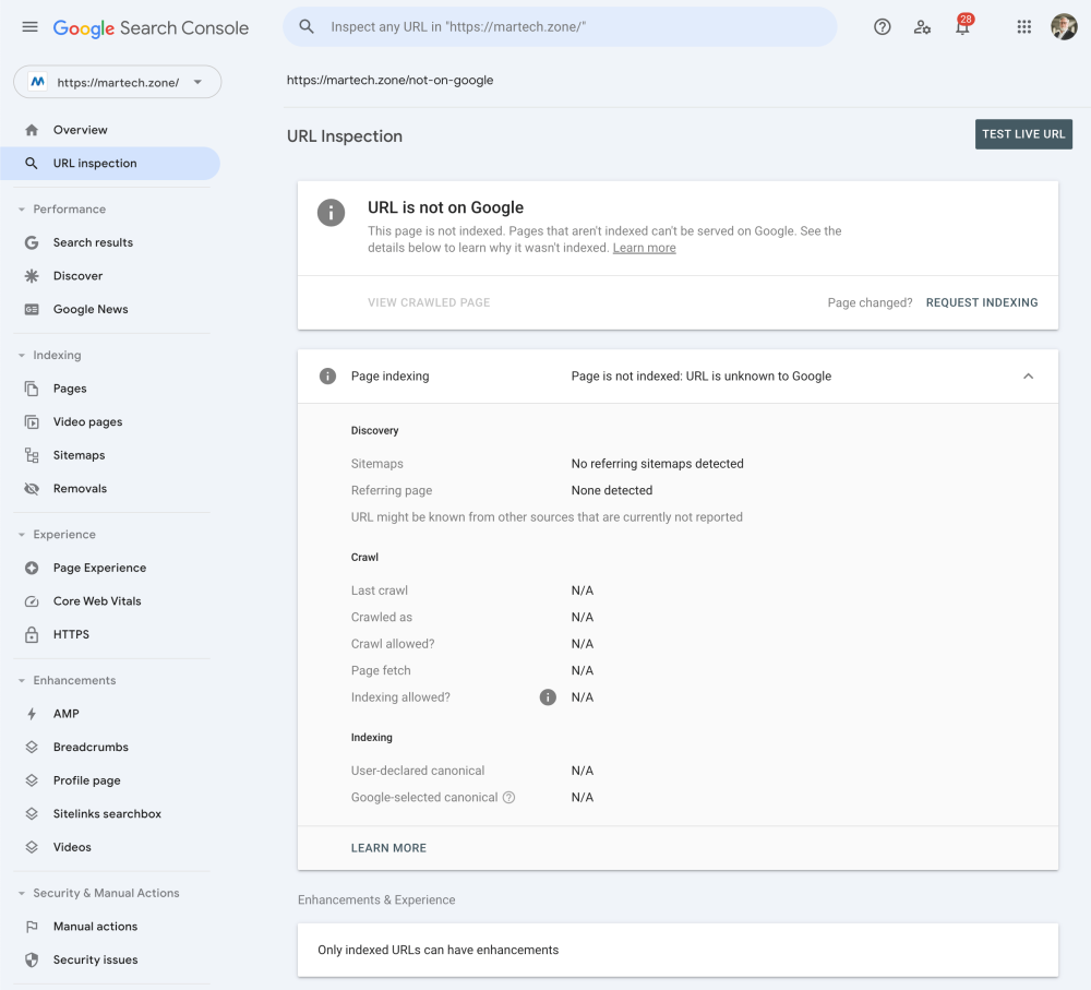 How to Ensure (And Verify) That Your Content Is Indexed on Google 4 URL is on not on Google: Search Console Inspect URL