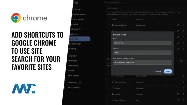 Site Search Shortcuts for Google Chrome