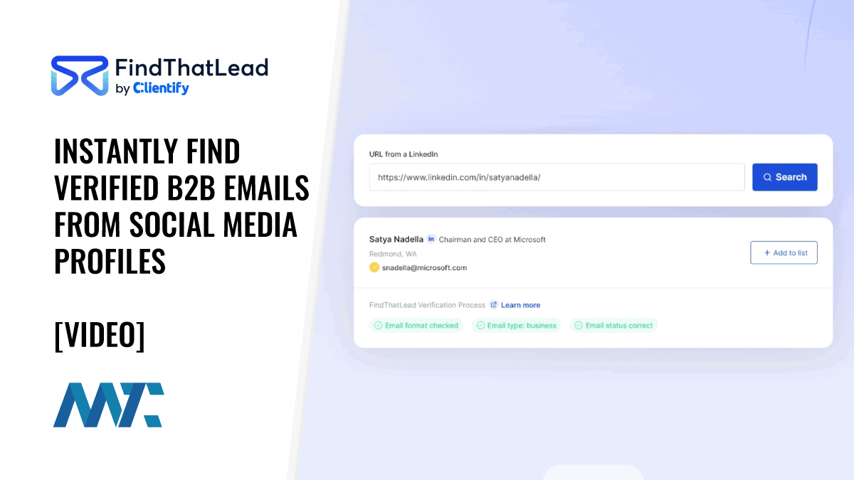 FindThatLead: Instantly Find Verified B2B Emails from Social Media Profiles 1 FindThatLead: Capture B2B Email Addresses from LinkedIn