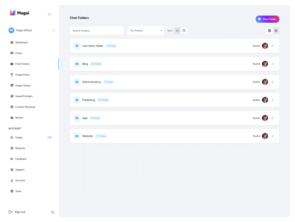 Magai: Access All the Top Generative AI Tools in One Place with a Single Subscription 4 Generative AI Chat Folders