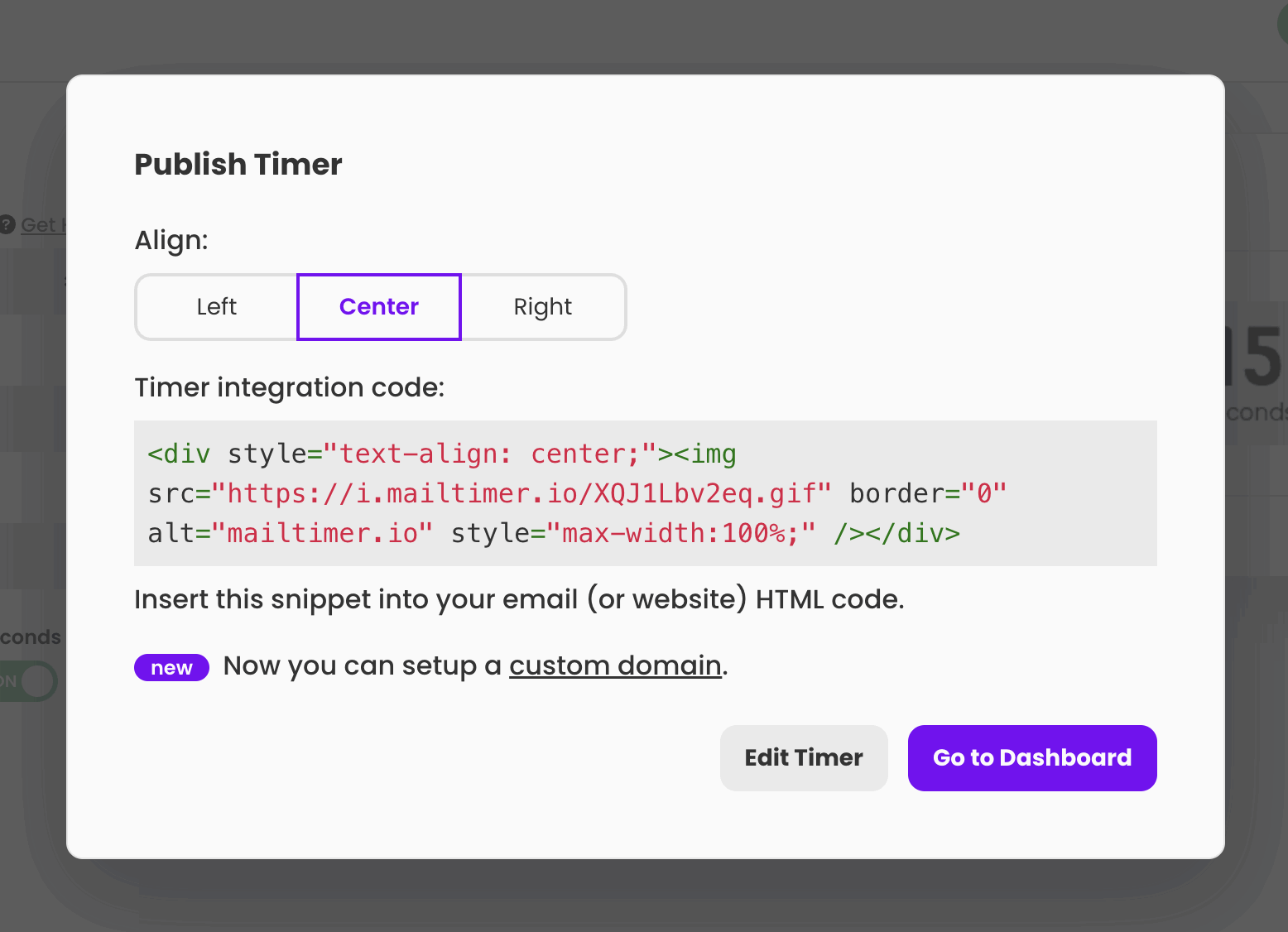 Embed Email Timer