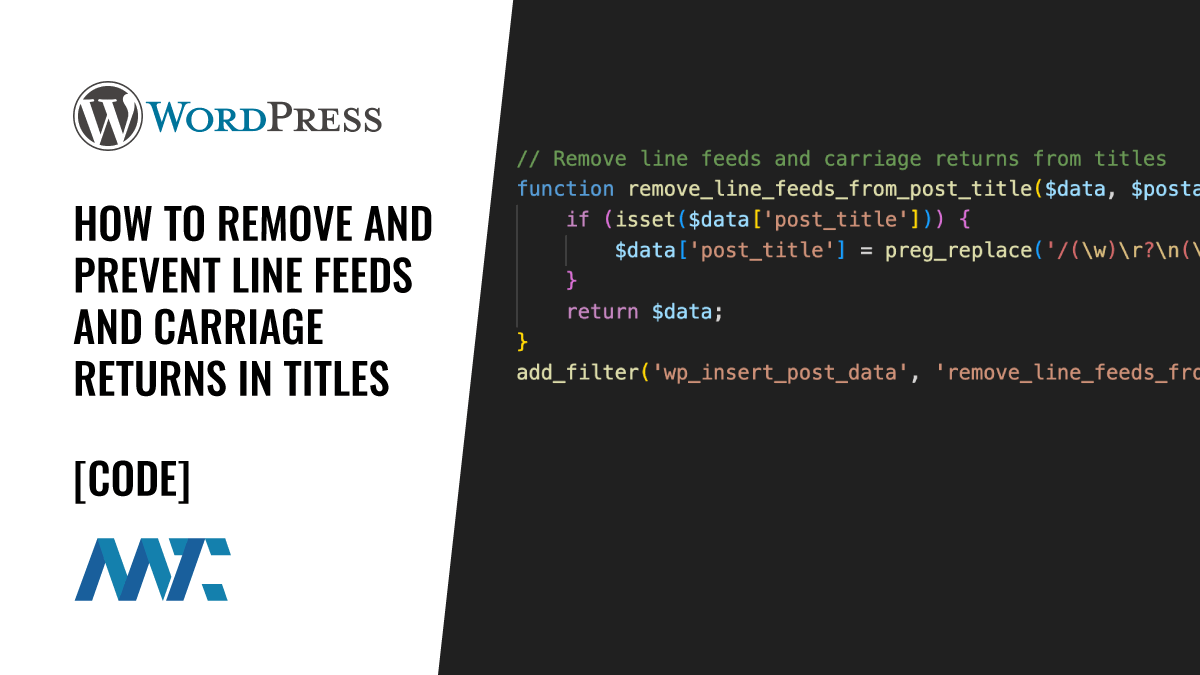 WordPress: How to Remove and Prevent Line Feeds and Carriage Returns in Titles 1 remove prevent carriage returns line feeds wordpress titles