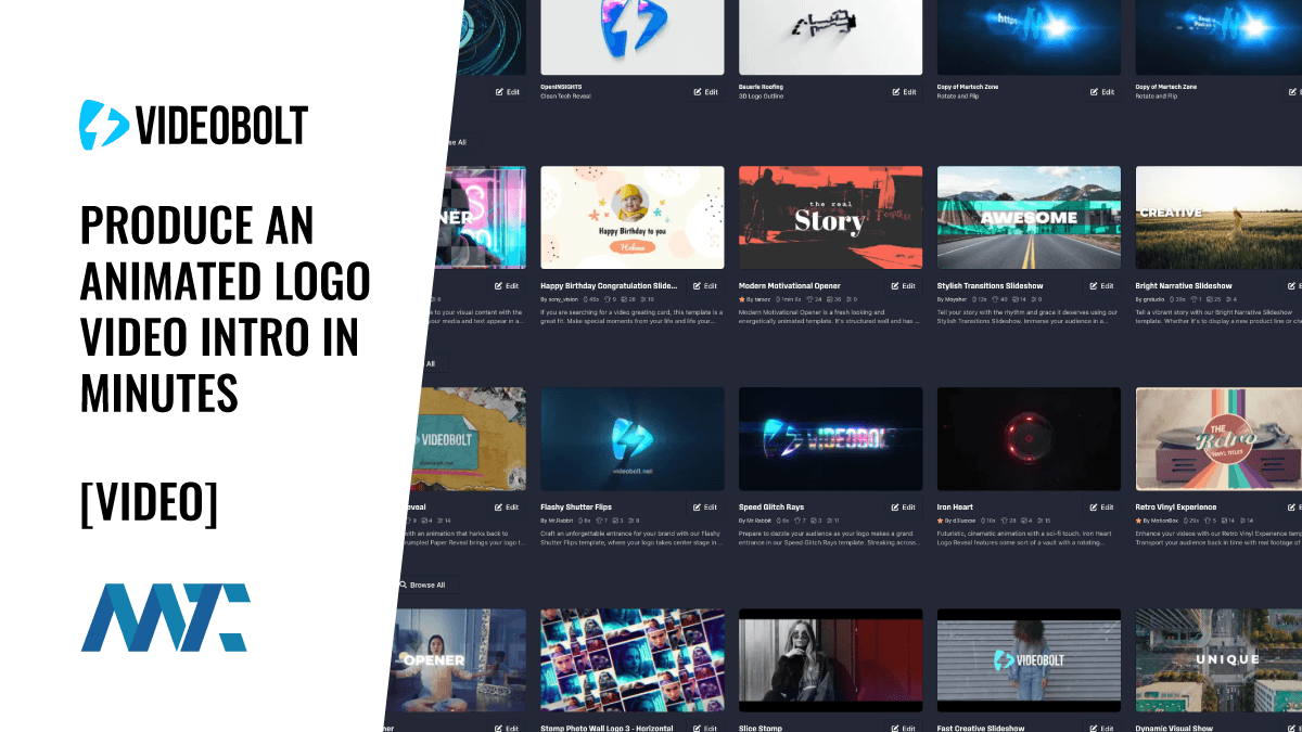 Videobolt: Build Your Animated Logo Video Intro in Minutes 1 Produce Animated Logo Intros for Your Videos in Minutes with Videobolt