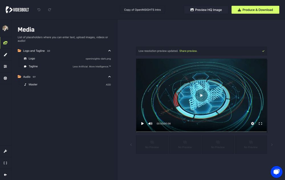 Videobolt Editor to Customize Animated Logo Graphic
