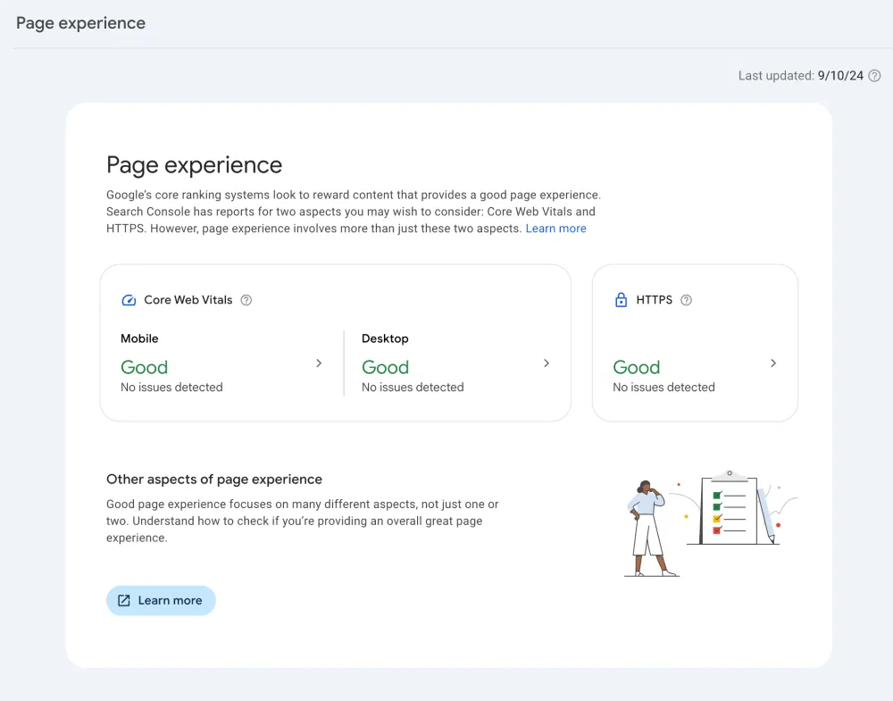 Google Search Console: Page Experience Report
