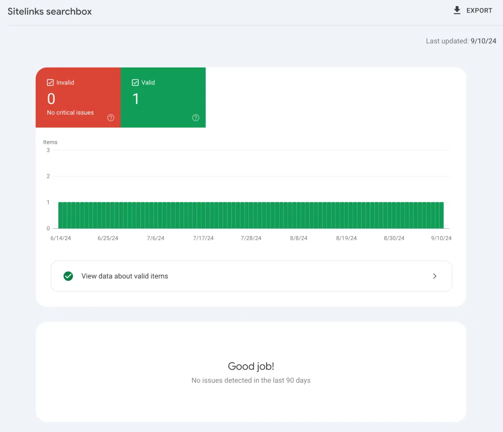 Google Search Console: Sitelinks searchbox Report
