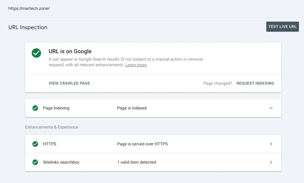 Google Search Console: URL Inspection Tool