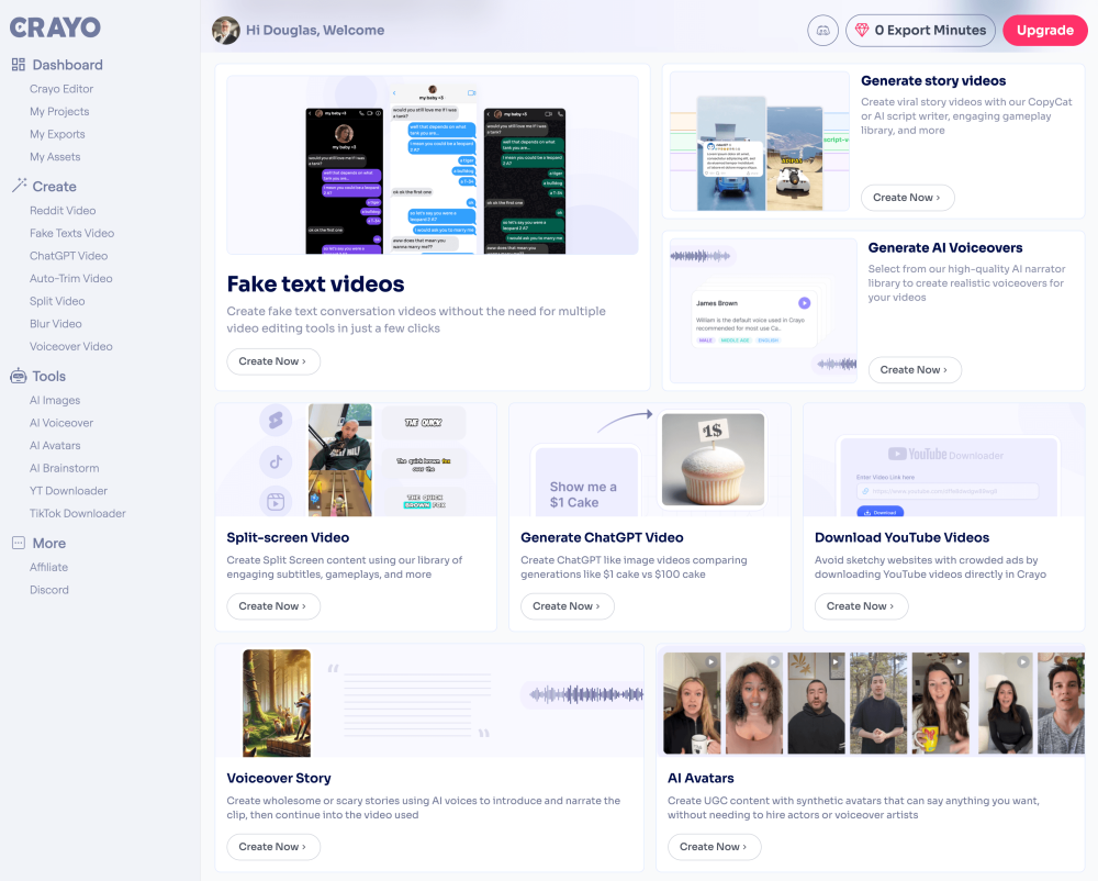 crayo ai shoft form video ai editor