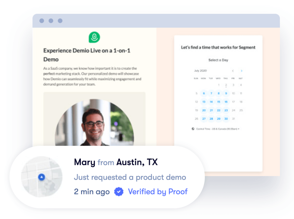 Pulse: Boost Conversions with Real-Time Social Proof 29 Demo Booking Page Social Proof