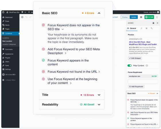 In-depth SEO Analysis of your WordPress Page or Post content