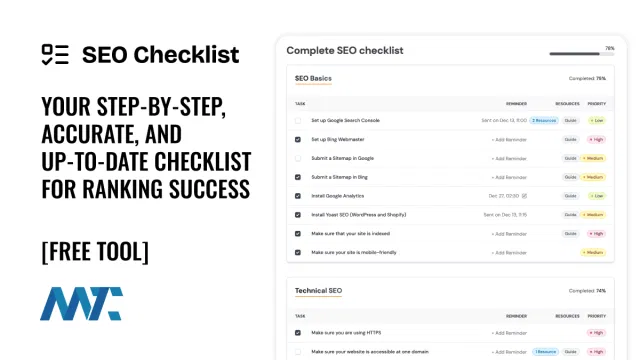 SEO Checklist: Up-To-Date Organic Ranking List
