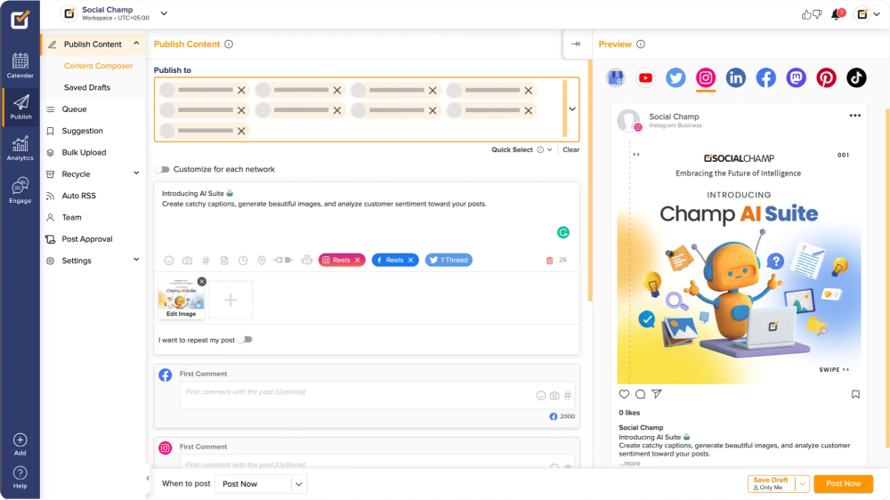 Social Champ: The Ultimate Social Media Management Tool for Marketers, Teams, and Agencies 2 Social Champ: Social Media Publishing
