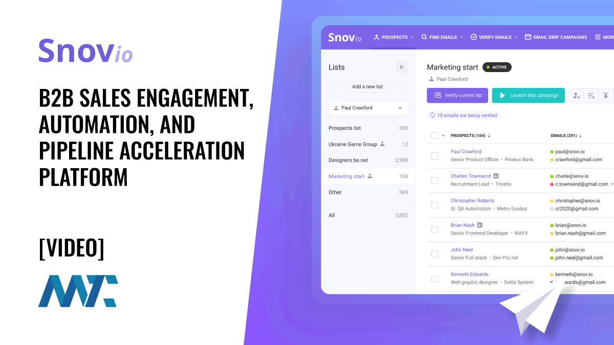 Snov.io: B2B Sales Engagement, Automation, and Pipeline Acceleration Platform 1 B2B Sales Engagement, Automation, and Pipeline Acceleration Platform