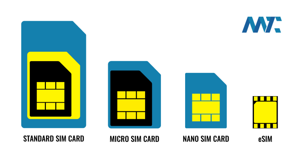 SIM 1 Standard, Micro, Nano, eSIM Cards