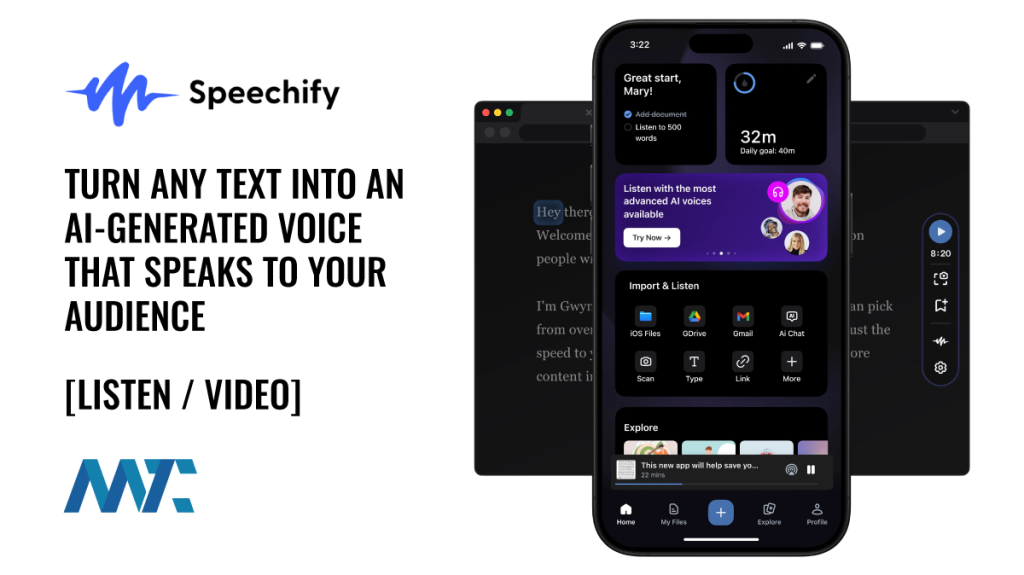 Speechify: Turn Any Text Into an AI-Generated Voice That Speaks to Your Audience