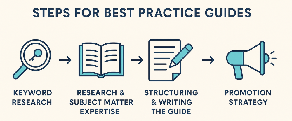 Steps for Best Practice Guides: Research, Subject Matter Expertise, Structuring and Writing the Guide, Promotion Strategy