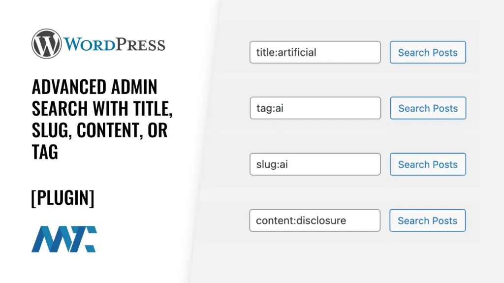WordPress Plugin: Advanced Admin Search by Title, Tag, Slug, or Content
