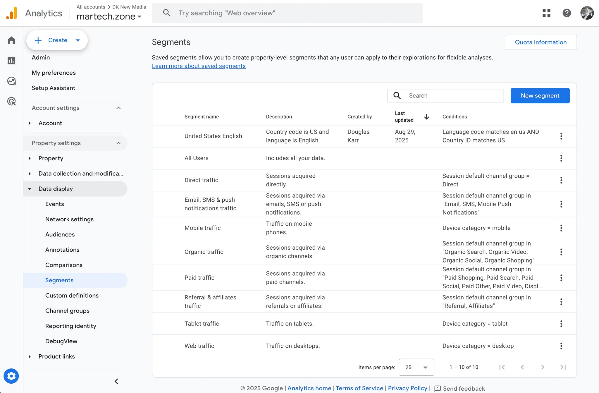 Google Analytics: Segments