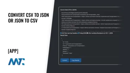 Convert to CSV to JSON or JSON to CSV