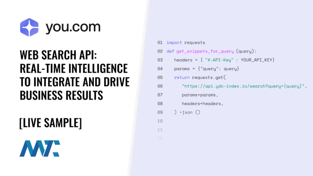 You.com Web Search API: Real-Time Intelligence To Integrate and Drive Business Results