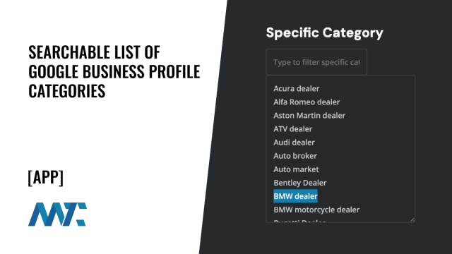 List of Google Business Profile Categories (Searchable)