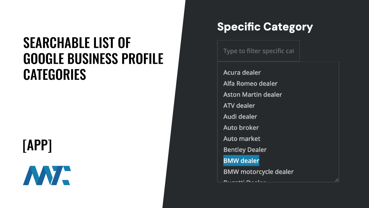 List of Google Business Profile Categories (Searchable)